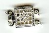 SS3078 1 13mm Sterling Silver Filigree Square Pearl Clasp (Two Strand)